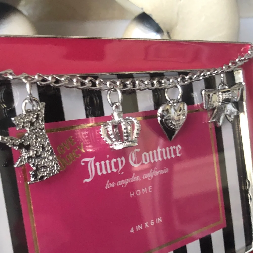NEW Juicy Couture Hot Pink Frame with 4 Silver Charms & Chain